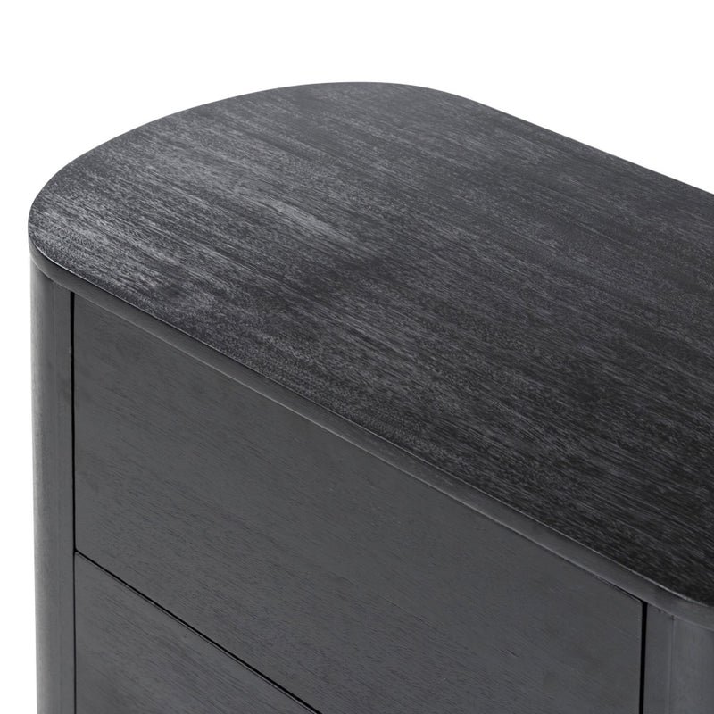 Paden Nightstand Aged Black Acacia Rounded Corner Four Hands