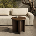 Four Hands Paden Outdoor End Table Stained Toasted Brown-FSC Staged View in Outdoor Setting