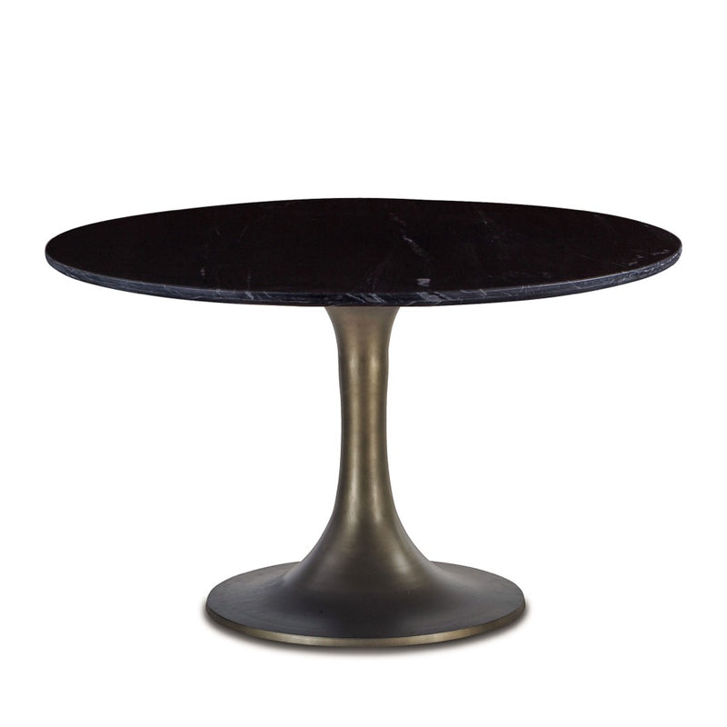 Palm Springs Round Dining Table Black Marble Front Facing View FPA-RD48-TLBG-BA