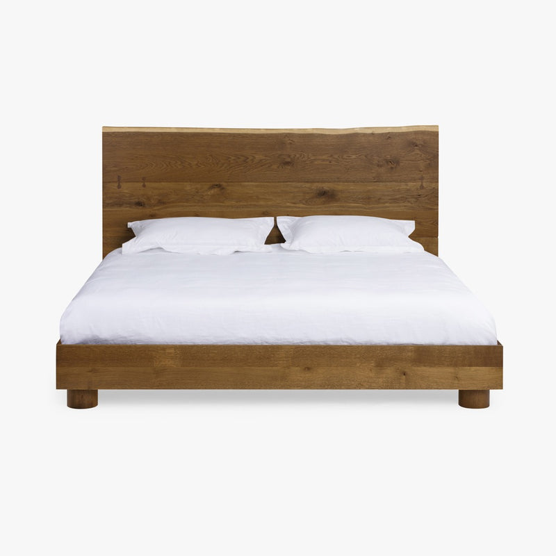 Paolo Live Edge Oak Bed Dark Brown Front Facing View CH-1001889-VN11-FN-BD-BD-DB-KG