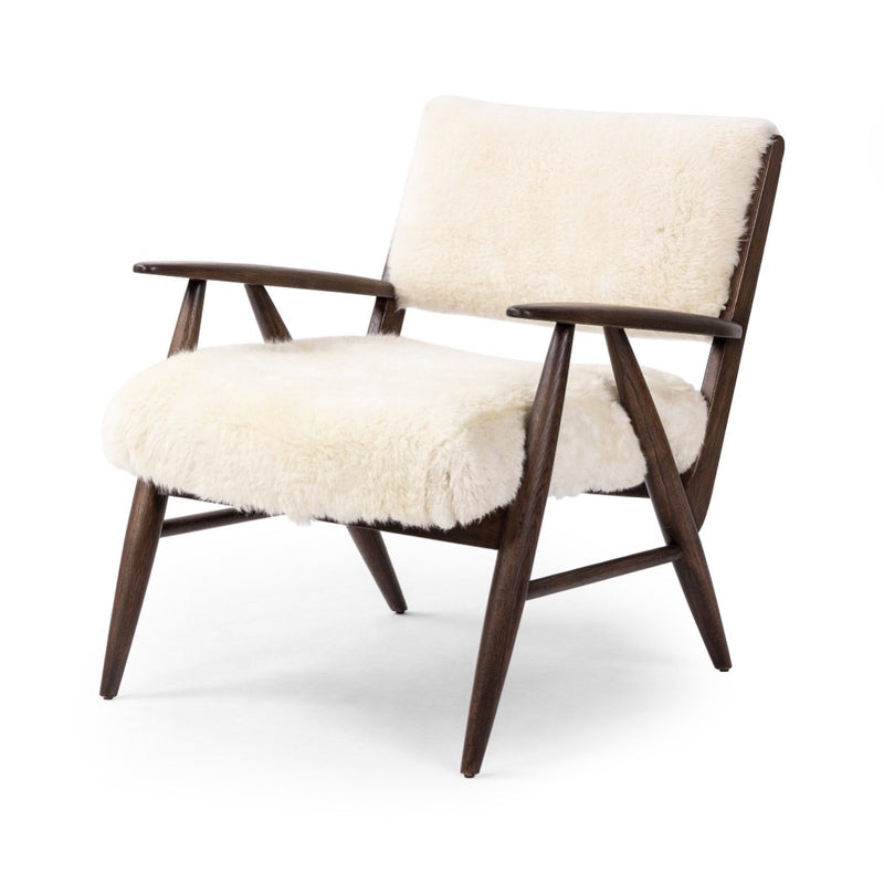 Papile Chair Cream Shearling Angled View 235211-002