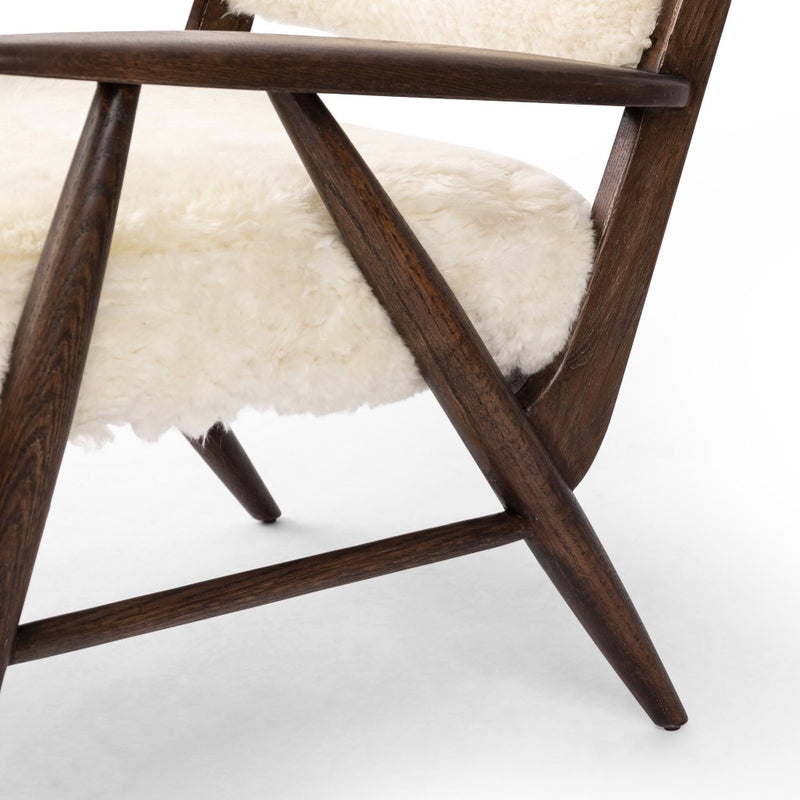 Papile Chair Cream Shearling Solid Oak Frame 235211-002