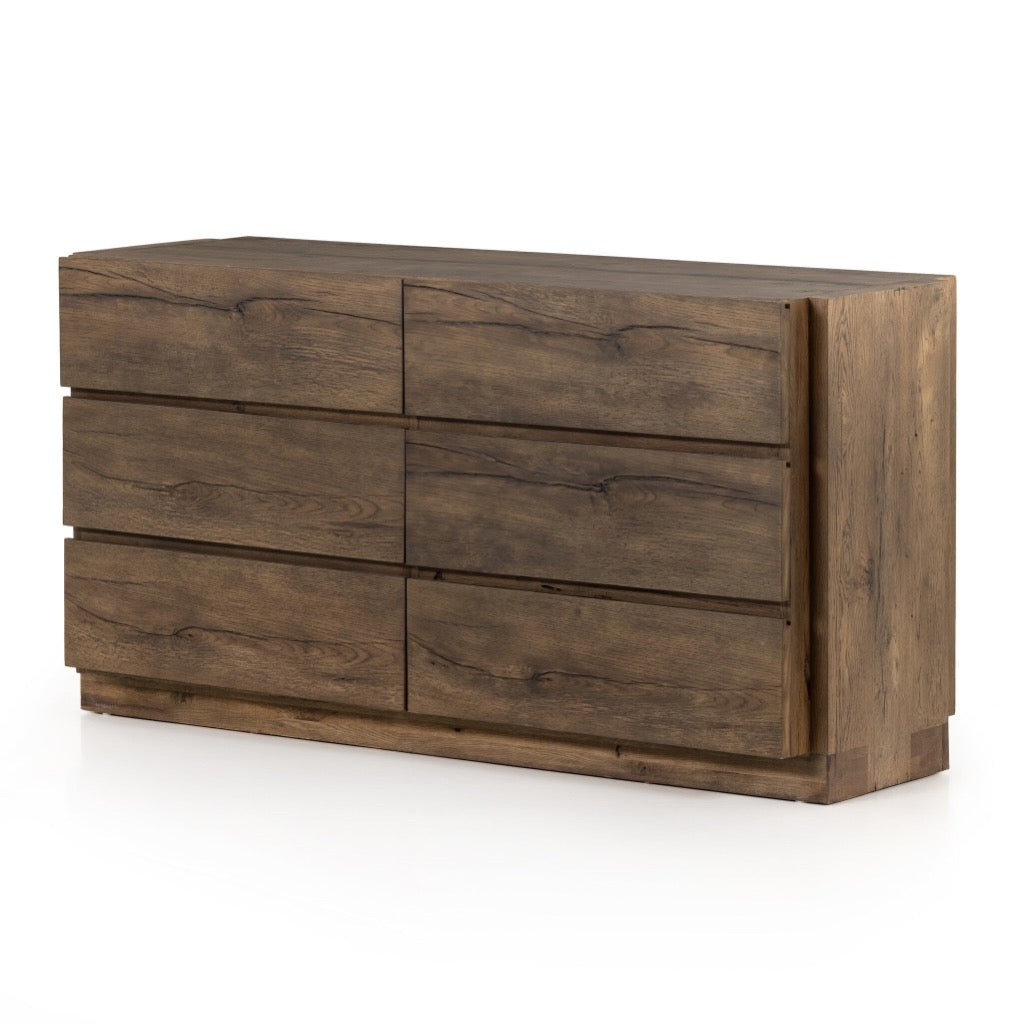 Perrin 6 Drawer Dresser Rustic Fawn Angled View 226022-001