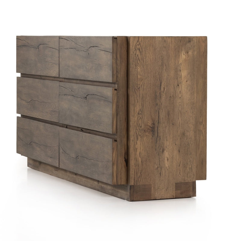 Four Hands Perrin 6 Drawer Dresser Rustic Fawn Angled View