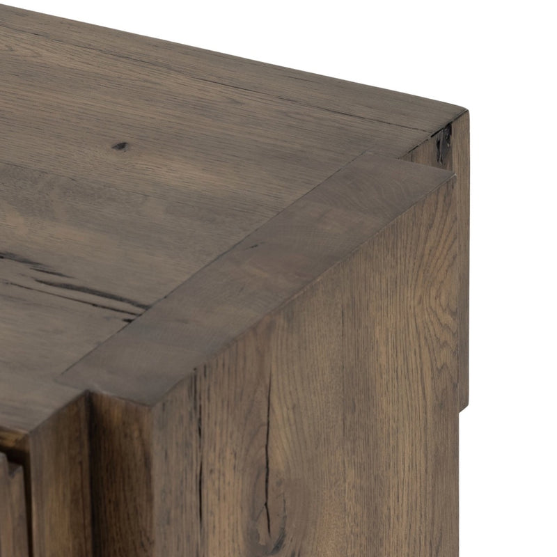 Four Hands Perrin Nightstand Rustic Fawn Veneer Corner Detail