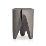 Four Hands Petros Outdoor End Table Weathered Grey Teak Side View