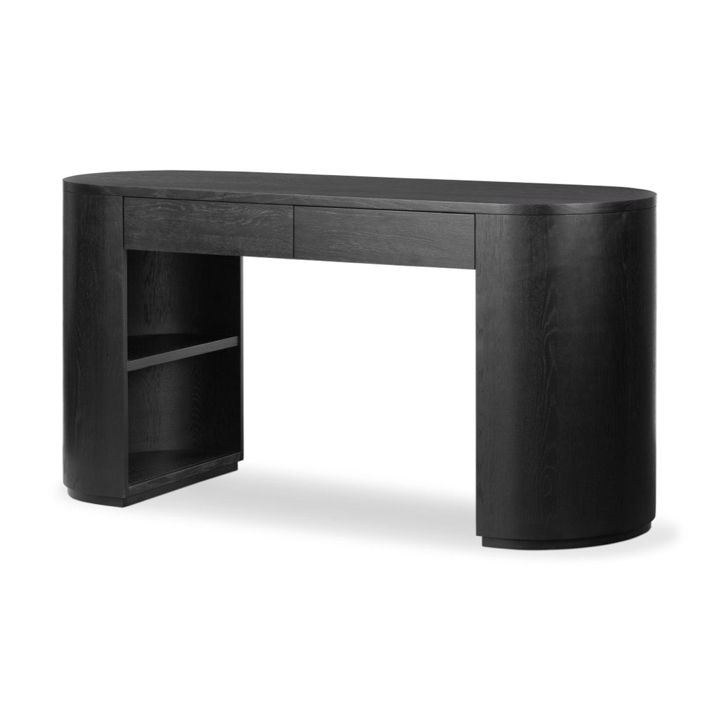 Pilar Desk Ebony Oak Veneer Angled View 105068-003