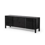 Pollard Media Console Brushed Ebony Oak Veneer angled View Four Hands