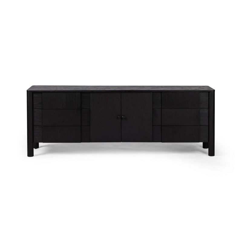 Pollard Media Console Brushed Ebony Oak Veneer Front Facing View 234976-001