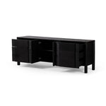 Four Hands Pollard Media Console Brushed Ebony Oak Veneer Angled View