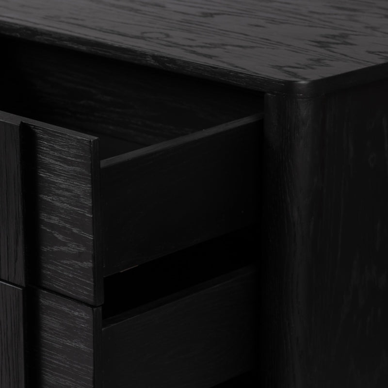 Pollard Media Console Brushed Ebony Oak Veneer Interior Drawers Detail 234976-001