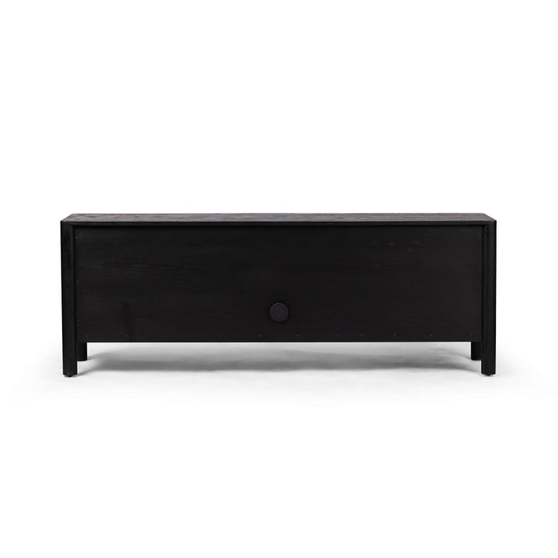 Four Hands Pollard Media Console Brushed Ebony Oak Veneer Back View