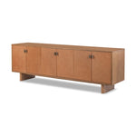 Posada Media Console Amber Oak Veneer Angled View Four Hands