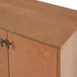 Posada Media Console Top Grain Leather Panel Doors Four Hands