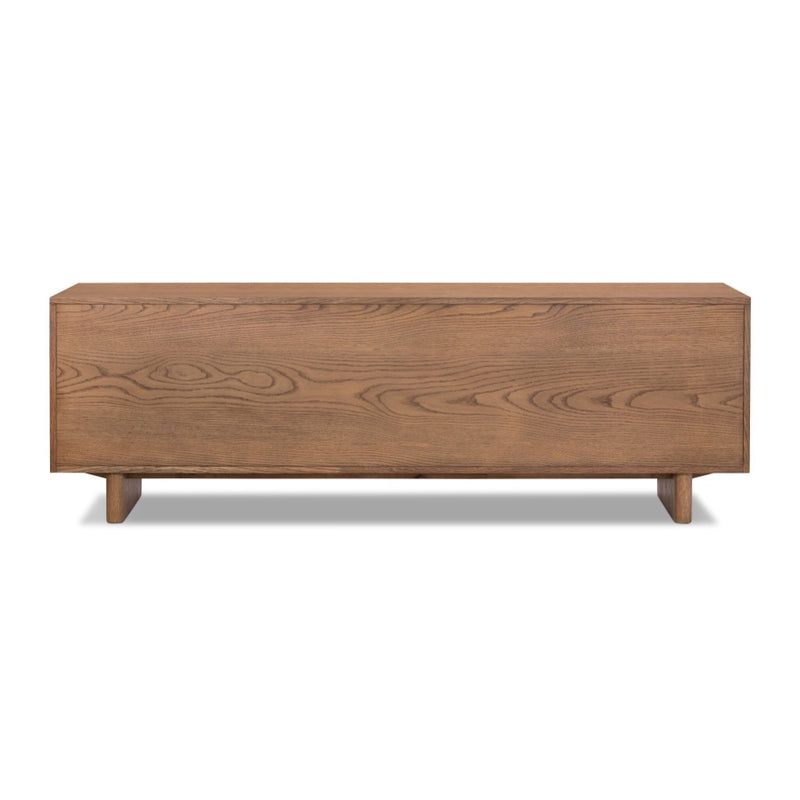 Four Hands Posada Media Console Amber Oak Veneer Back View