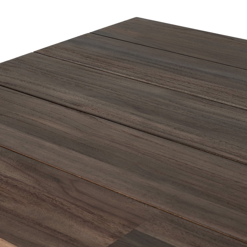 Four Hands Railay Outdoor Dining Table Stained Toasted Brown-FSC Top Left Corner Detail