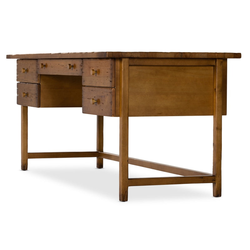 Reign Antique Desk Waxed Pine Angled View 232718-001
