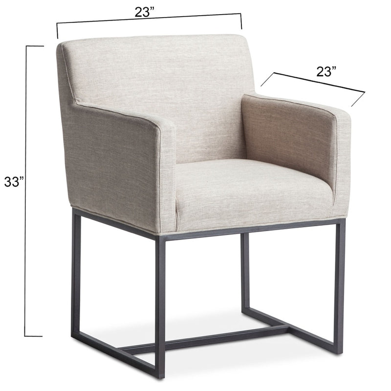 Home Trends & Design Renegade Dining Armchair Off White Linen Angled View