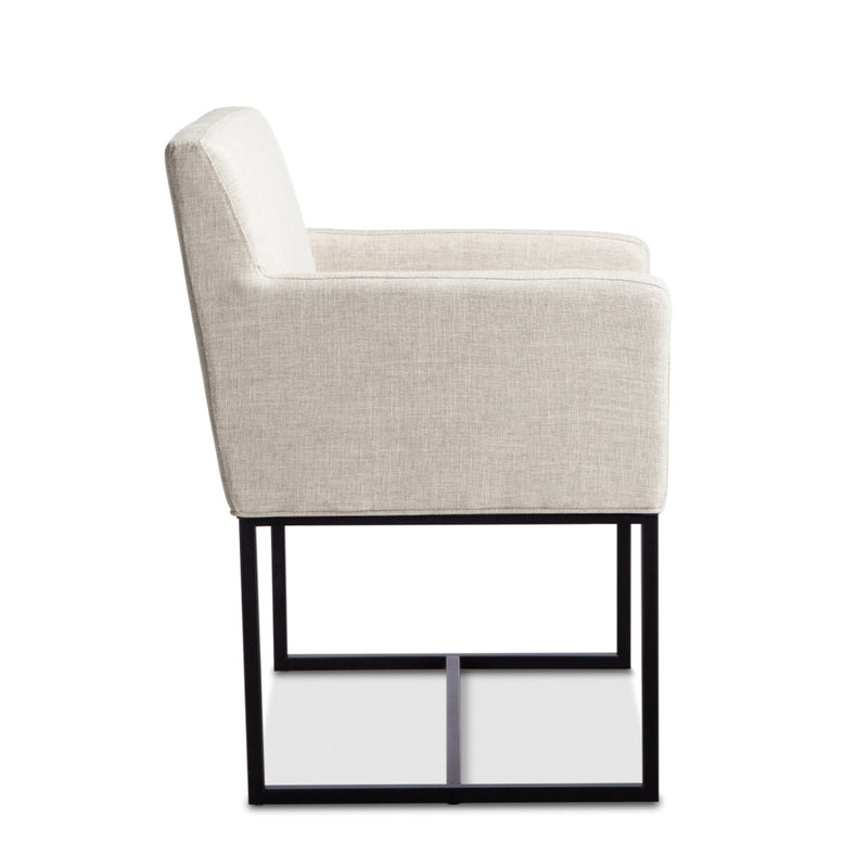 Renegade Dining Armchair Off White Linen Side View G206-RENAC-04-AB