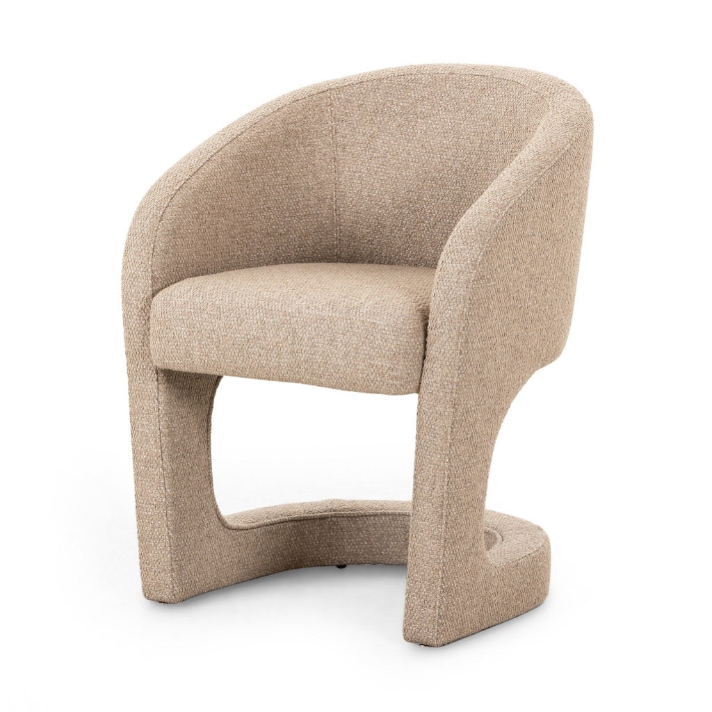 Reynold Dining Armchair Heron Sand Angled View Four Hands