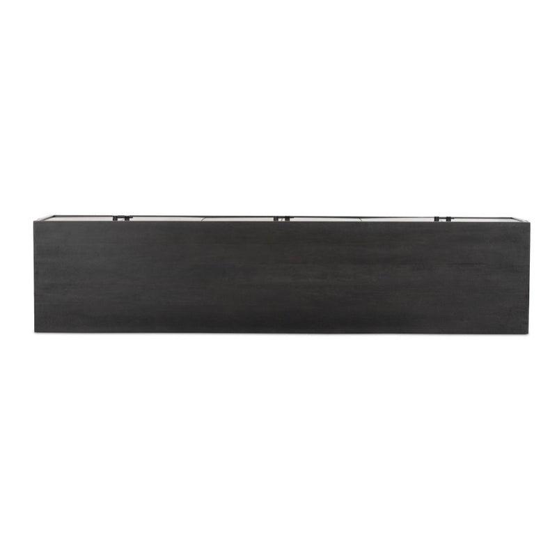 Four Hands Reza Media Console Worn Black Parawood Top View