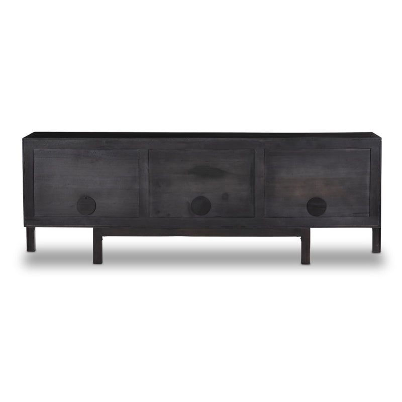 Reza Media Console Worn Black Parawood Back View 108962-003