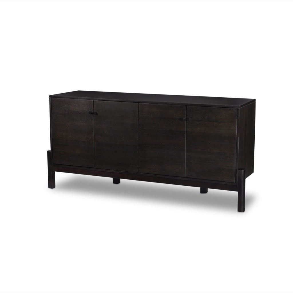 Reza Sideboard Worn Black Parawood Angled View Four Hands