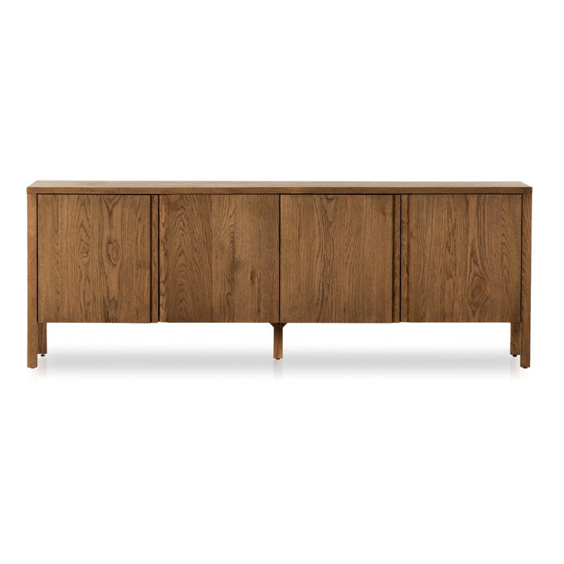 Riggs Media Console Amber Oak Front Facing View 232365-001