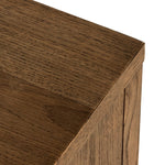 Riggs Media Console Amber Oak Corner Detail 232365-001