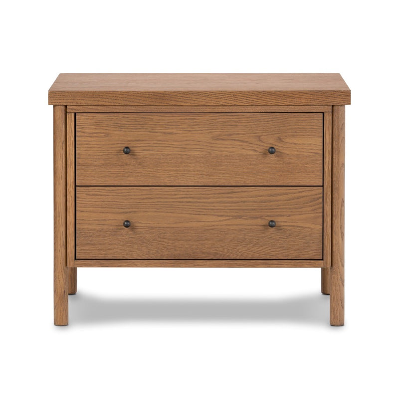 Roark Nightstand Amber Oak Veneer Front Facing View 236439-001