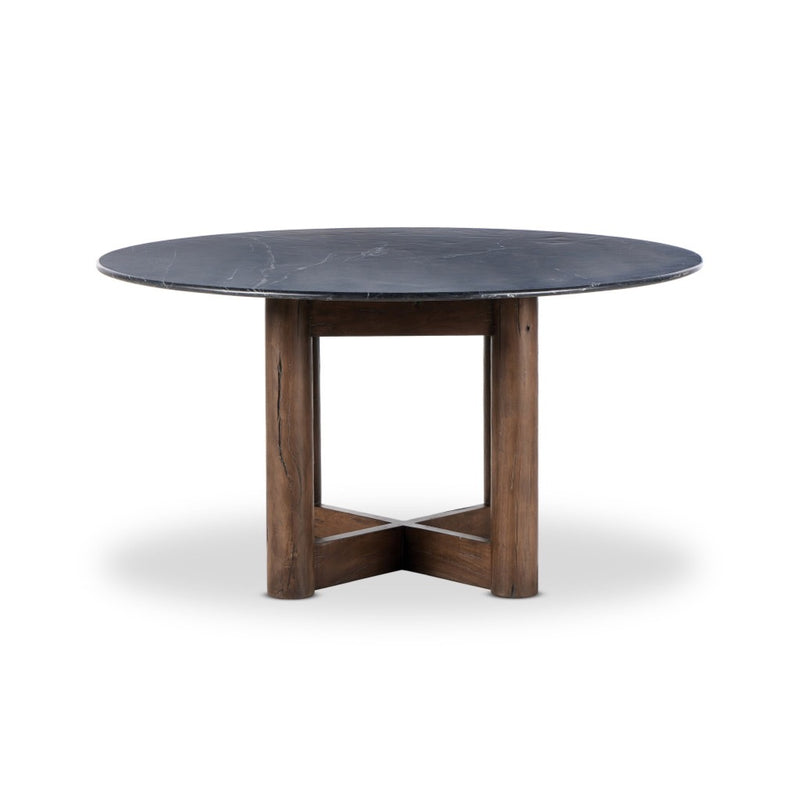 Rohan Dining Table Black Marble Angled View Four Hands