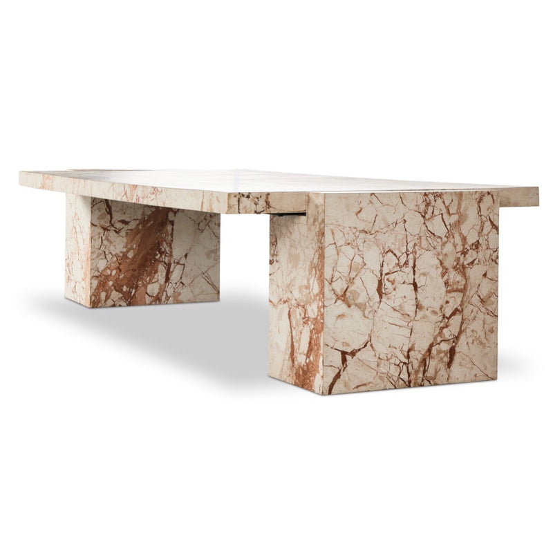 Romano Coffee Table Desert Taupe Marble Angled View 237772-001