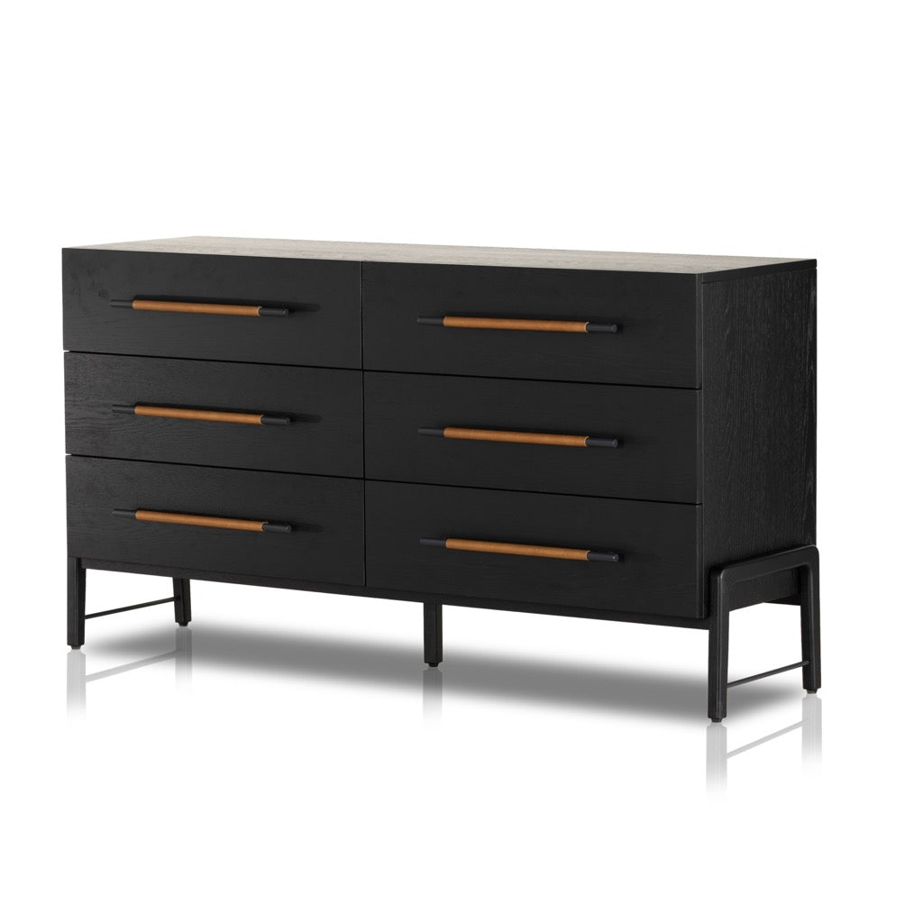 Rosedale 6 Drawer Dresser Ebony Oak Angled View 109065-003