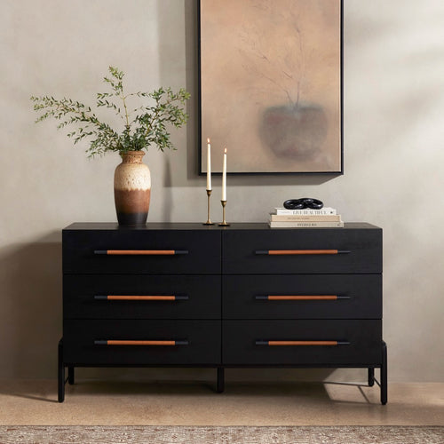 Rosedale 6 Drawer Dresser Ebony Oak Staged View Four Hands