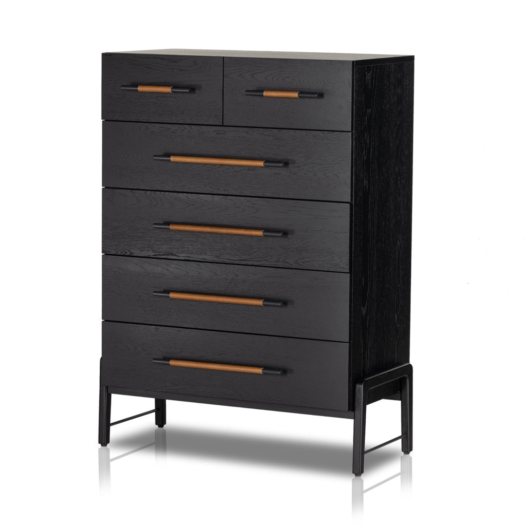 Rosedale 6 Drawer Tall Dresser Ebony Oak Angled View 108708-003