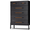 Four Hands Rosedale 6 Drawer Tall Dresser Ebony Oak Angled View