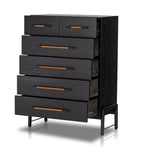 Four Hands Rosedale 6 Drawer Tall Dresser Ebony Oak Open Drawers