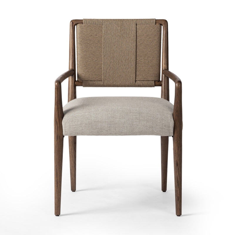 Four Hands Rothler Dining Armchair Alcala Wheat Front Facing View