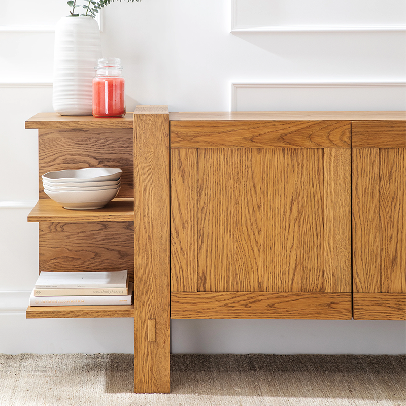 Saguaro Oak Sideboard Natural Staged View Co.House Designs