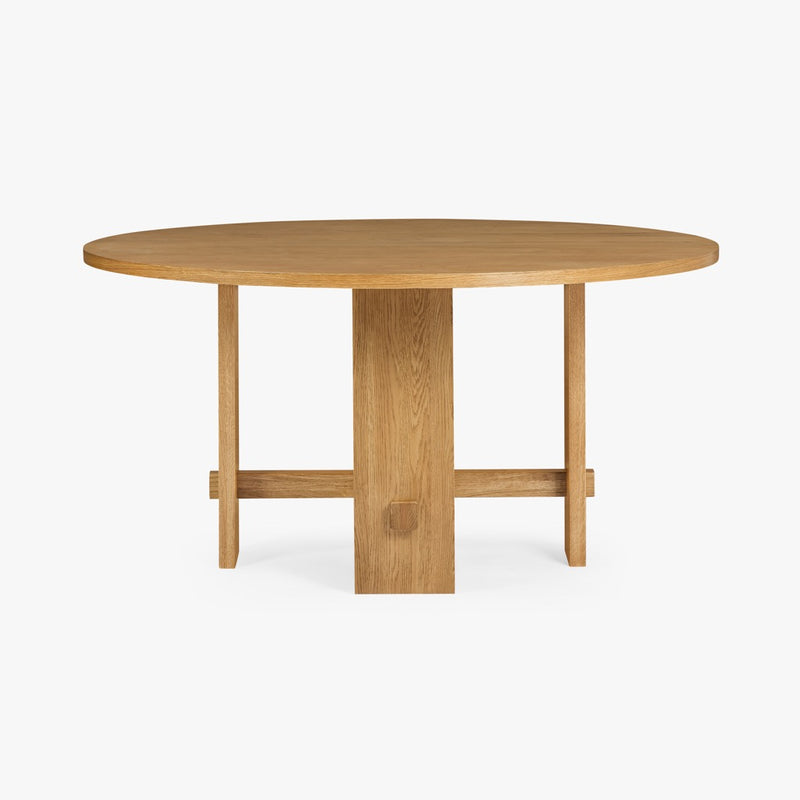 Saguaro Round Oak Dining Table Natural Side View Co.House Designs