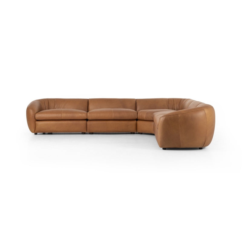 Four Hands Saldana 5-Piece Sectional Lorento Cognac Side View