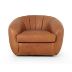 Saldana Swivel Chair Lorento Cognac Front Facing View Four Hands