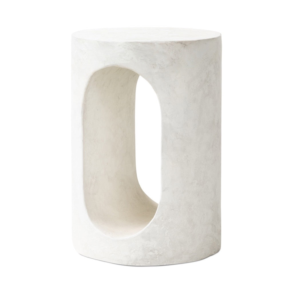 Samson End Table Textured Lunar Concrete Angled View Four Hands