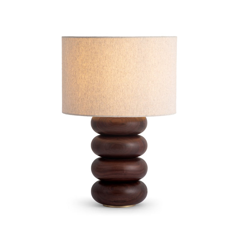 Co.House Designs Sandia Table Lamp Walnut Front Facing View with Light On