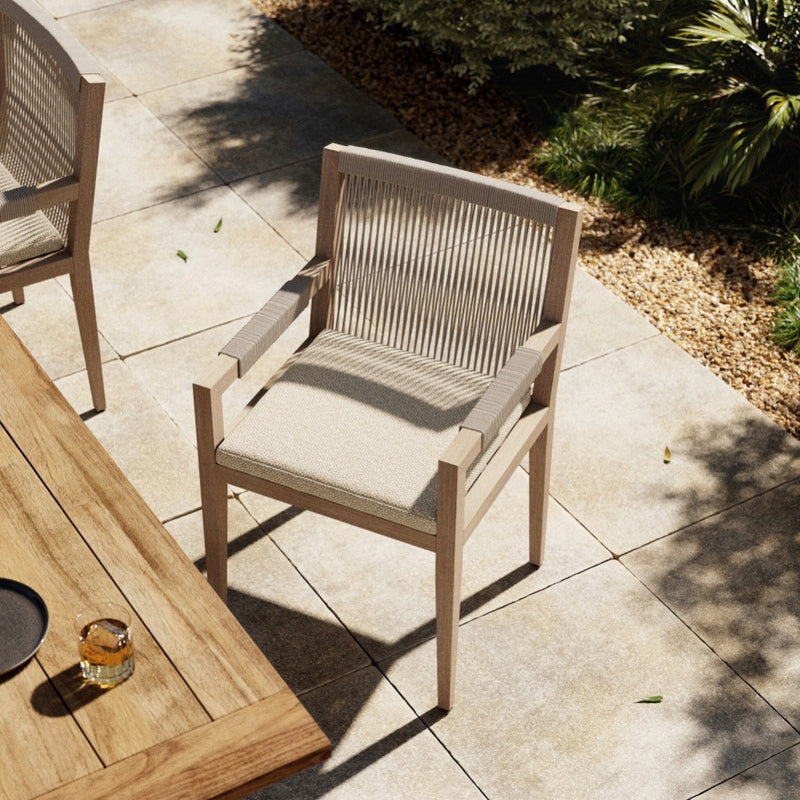 Sherwood Outdoor Dining Armchair Washed Brown/Faye Sand Staged View