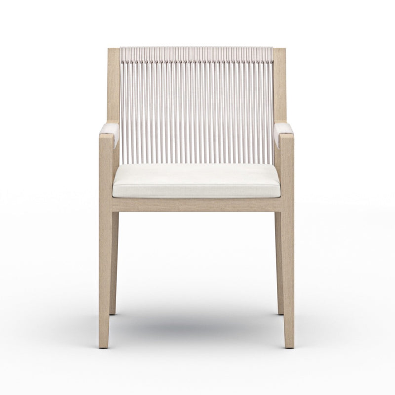 Sherwood Outdoor Dining Armchair Natural Ivory Front Facing View 223831-011