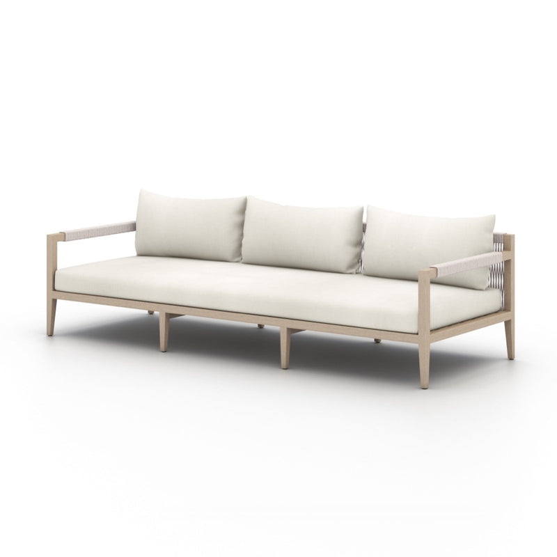 Four Hands Sherwood Outdoor 93" Sofa Natural Ivory Angled View