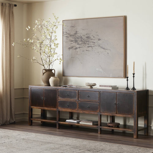 Shizuko Sideboard Distressed Walnut Staged View 238772-001