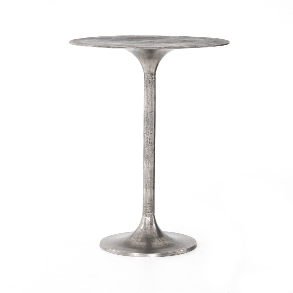 Simone Bar Table Raw Antique Nickel Angled View Four Hands