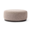 Sinclair Large Round Ottoman Barrow Taupe Angled View Four Hands